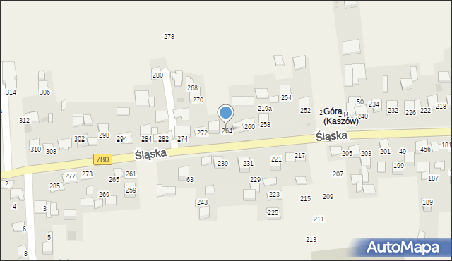 Kaszów, Śląska, 264, mapa Kaszów