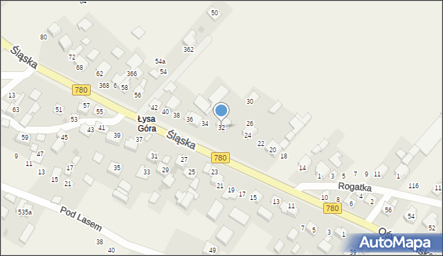 Kaszów, Śląska, 32, mapa Kaszów