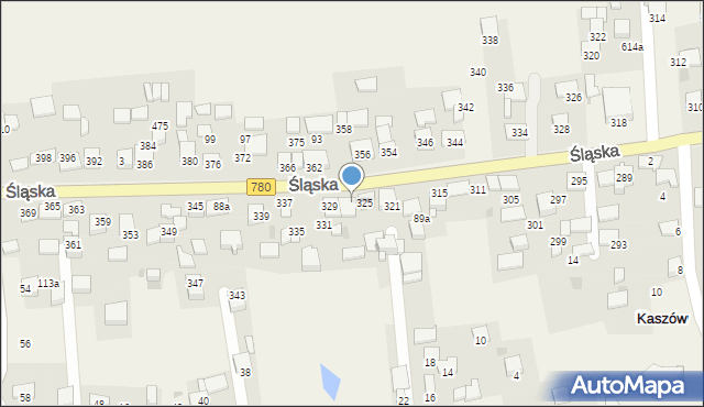 Kaszów, Śląska, 327, mapa Kaszów