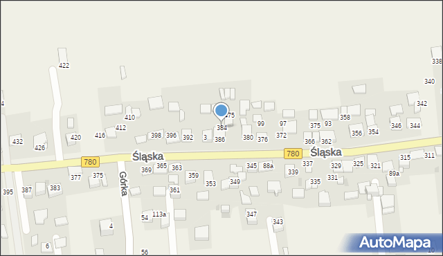 Kaszów, Śląska, 384, mapa Kaszów