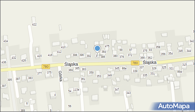 Kaszów, Śląska, 388, mapa Kaszów