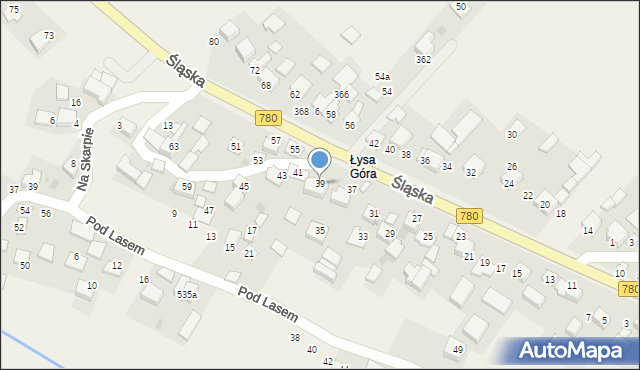 Kaszów, Śląska, 39, mapa Kaszów