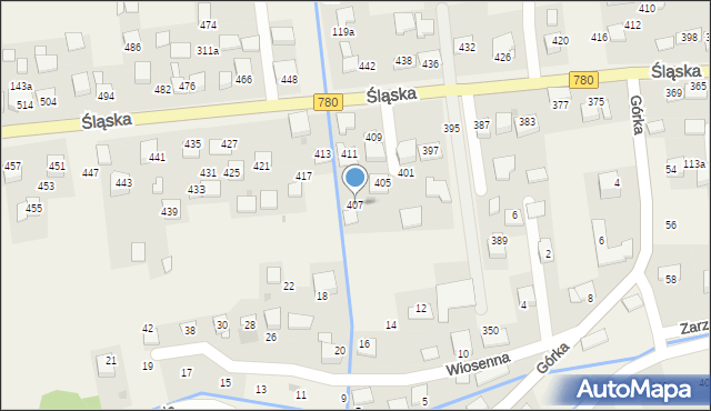 Kaszów, Śląska, 407, mapa Kaszów