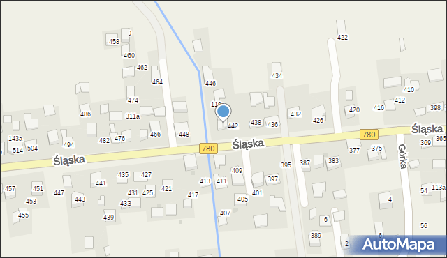 Kaszów, Śląska, 444, mapa Kaszów