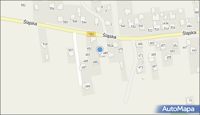 Kaszów, Śląska, 487, mapa Kaszów