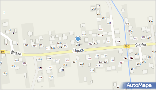 Kaszów, Śląska, 494, mapa Kaszów