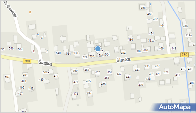 Kaszów, Śląska, 516, mapa Kaszów