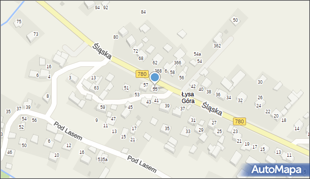 Kaszów, Śląska, 55, mapa Kaszów