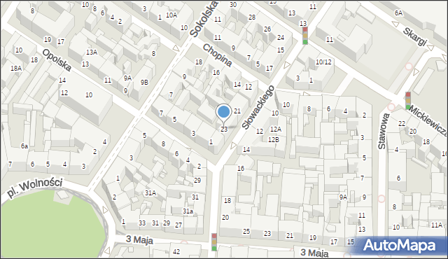 Katowice, Słowackiego Juliusza, 23, mapa Katowic
