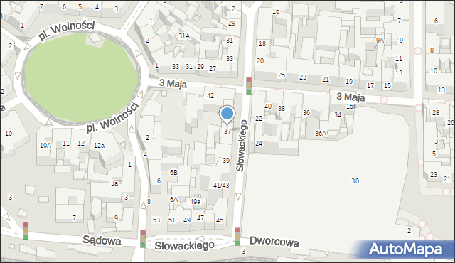 Katowice, Słowackiego Juliusza, 37, mapa Katowic