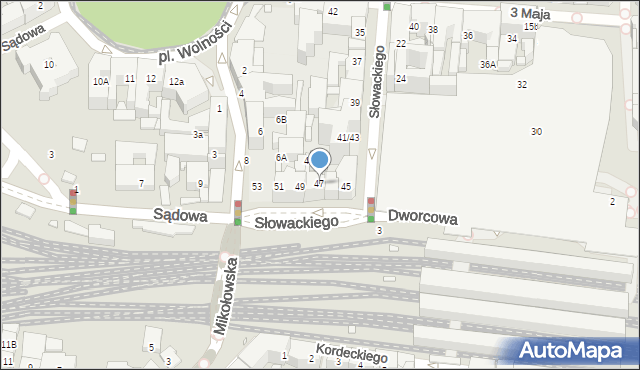 Katowice, Słowackiego Juliusza, 47, mapa Katowic