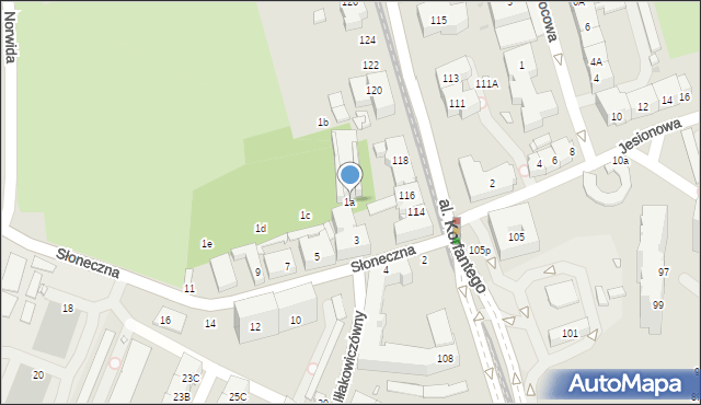 Katowice, Słoneczna, 1a, mapa Katowic