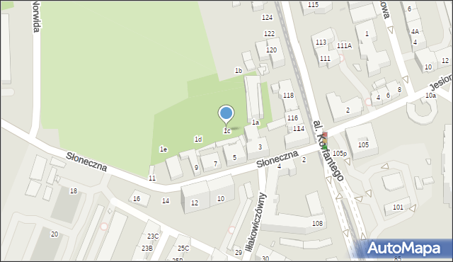 Katowice, Słoneczna, 1c, mapa Katowic