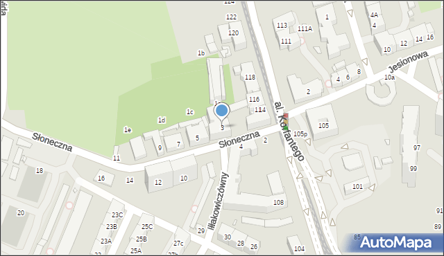 Katowice, Słoneczna, 3, mapa Katowic
