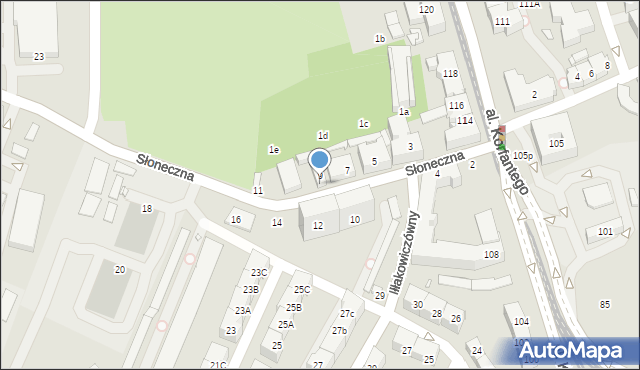 Katowice, Słoneczna, 9A, mapa Katowic