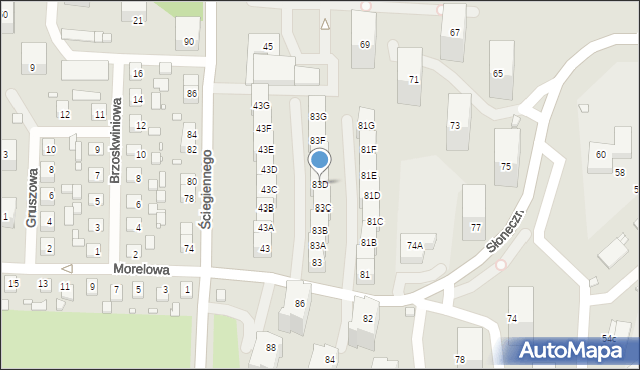 Katowice, Słoneczna, 83D, mapa Katowic