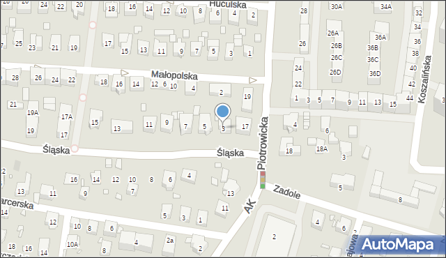 Katowice, Śląska, 3, mapa Katowic