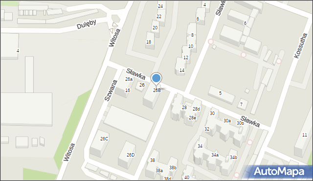 Katowice, Sławka Walerego, 26B, mapa Katowic