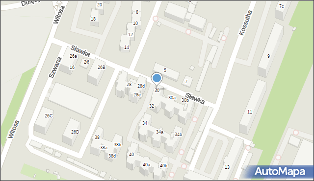 Katowice, Sławka Walerego, 30, mapa Katowic