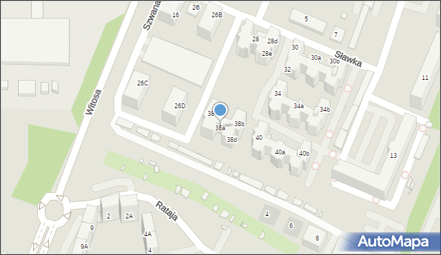 Katowice, Sławka Walerego, 38a, mapa Katowic