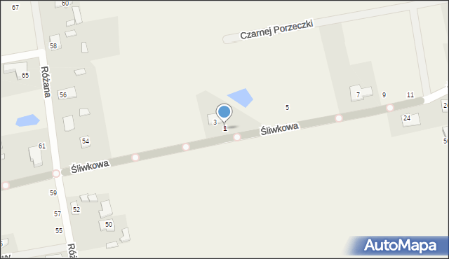 Kazimierów, Śliwkowa, 1, mapa Kazimierów