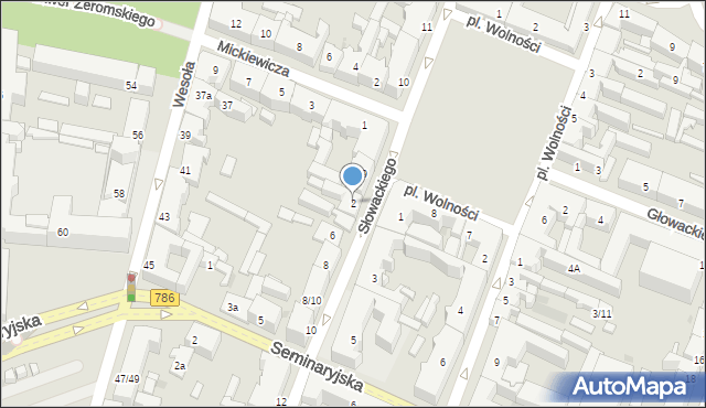 Kielce, Słowackiego Juliusza, 2, mapa Kielc