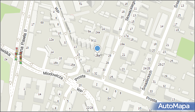 Kielce, Słowackiego Juliusza, 28a, mapa Kielc