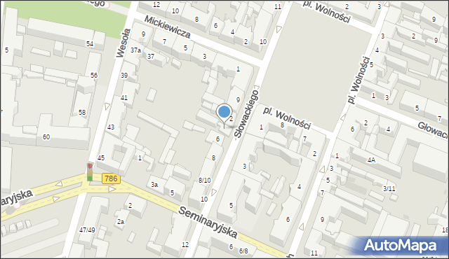 Kielce, Słowackiego Juliusza, 4, mapa Kielc