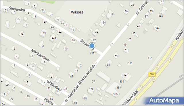 Kielce, Ślusarska, 16a, mapa Kielc