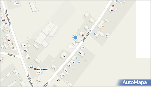Kiełczewo, Słoneczna, 1C, mapa Kiełczewo