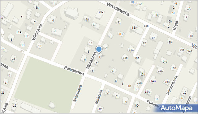 Kiełczów, Słoneczna, 3, mapa Kiełczów