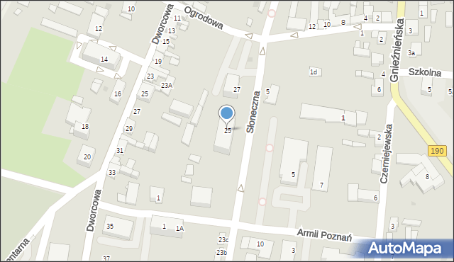 Kłecko, Słoneczna, 25, mapa Kłecko