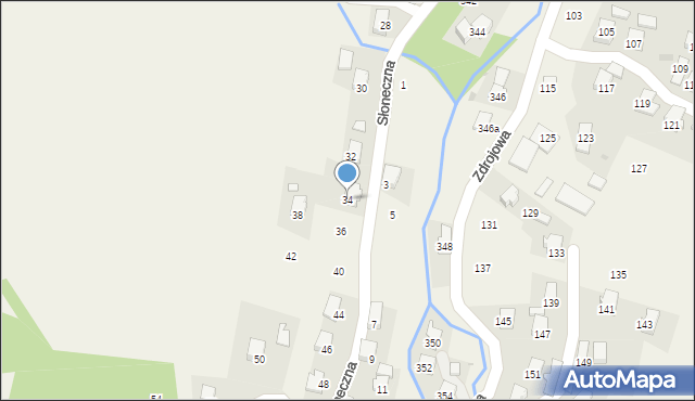 Klimkówka, Słoneczna, 34, mapa Klimkówka