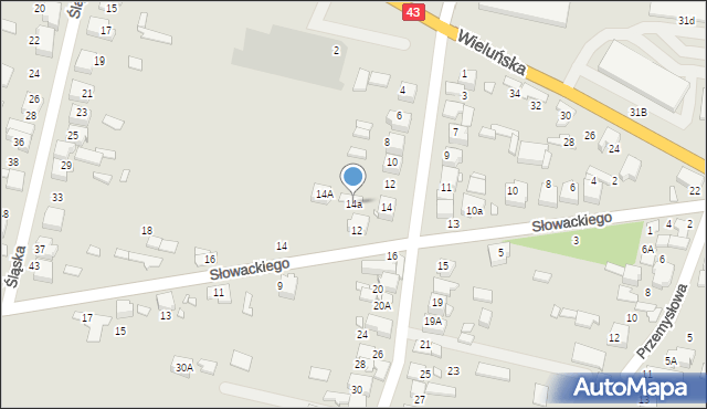 Kłobuck, Słowackiego Juliusza, 14a, mapa Kłobuck