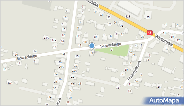 Kłobuck, Słowackiego Juliusza, 5, mapa Kłobuck