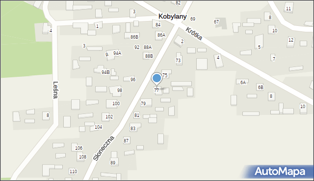 Kobylany, Słoneczna, 77, mapa Kobylany