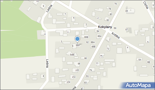 Kobylany, Słoneczna, 94A, mapa Kobylany