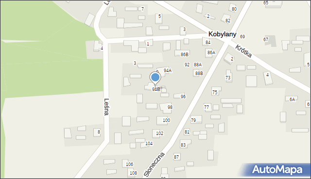 Kobylany, Słoneczna, 94B, mapa Kobylany