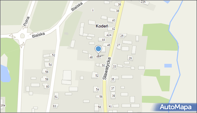 Kodeń, Sławatycka, 48A, mapa Kodeń