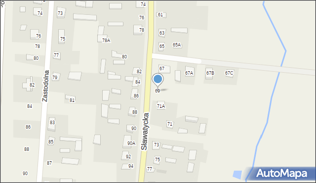 Kodeń, Sławatycka, 69, mapa Kodeń