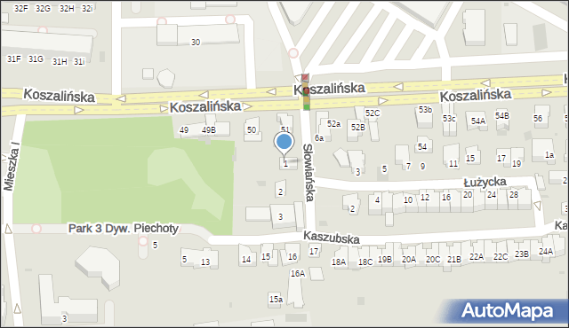 Kołobrzeg, Słowiańska, 1, mapa Kołobrzegu