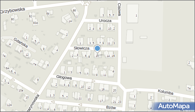 Kołobrzeg, Słowicza, 10, mapa Kołobrzegu