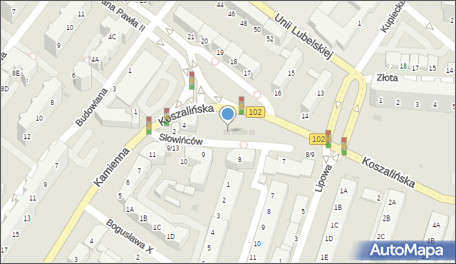 Kołobrzeg, Słowińców, 6a, mapa Kołobrzegu