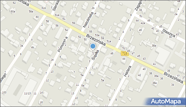 Koluszki, Śląska, 1, mapa Koluszki