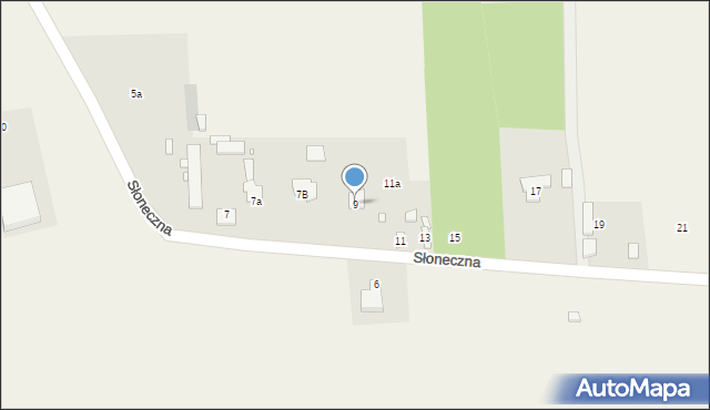 Komorniki, Słoneczna, 9, mapa Komorniki