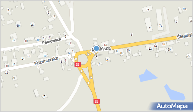 Konin, Ślesińska, 4, mapa Konina