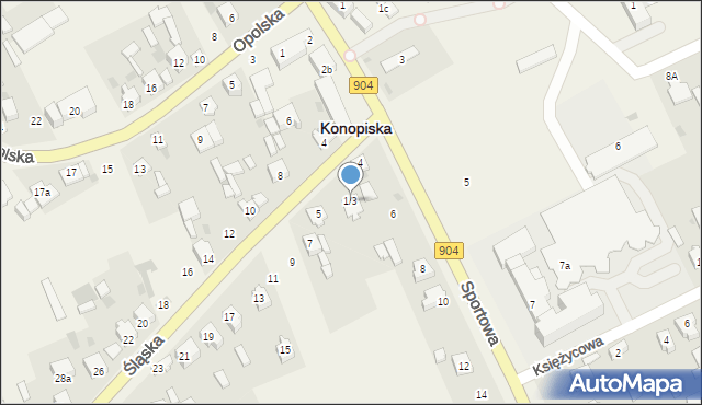 Konopiska, Śląska, 1/3, mapa Konopiska