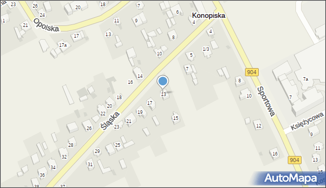 Konopiska, Śląska, 13, mapa Konopiska