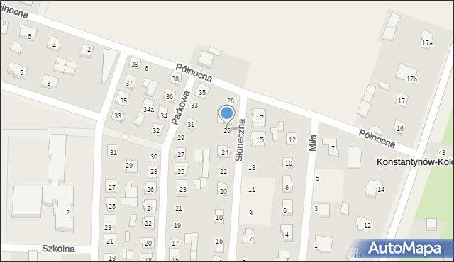 Konstantynów, Słoneczna, 26, mapa Konstantynów