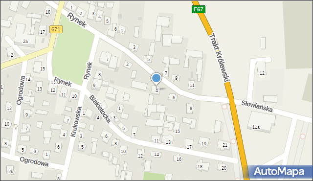 Korycin, Słowiańska, 4, mapa Korycin